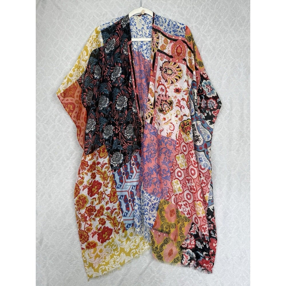Soft Surroundings Kimono Wrap OS Mix Print Boho Hippie Lightweight Swim Cover Up
